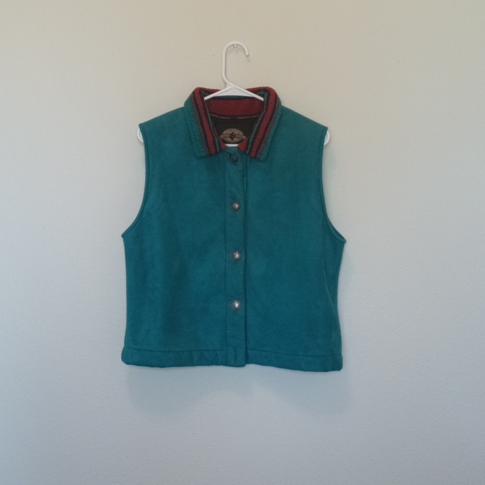 County Clothing company Cheyenne Collection Vest. Teal Sherpa Lined Button Front
